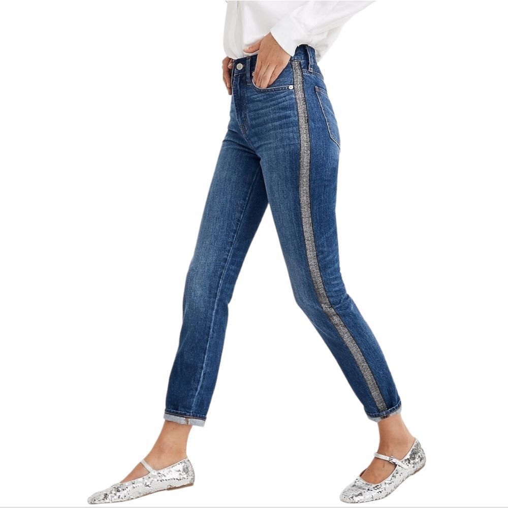 MADEWELL The Perfect Vintage Jean: Metallic Tuxedo Stripe Edition 25